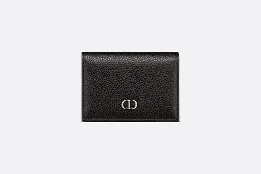 Business Card Holder • Black Grained Calfskin with 'CD Icon' Signature