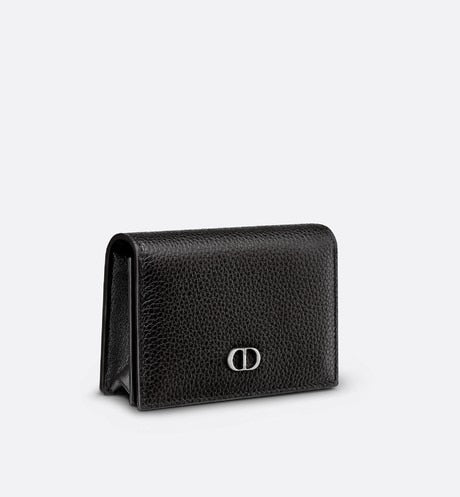 Business Card Holder • Black Grained Calfskin with 'CD Icon' Signature