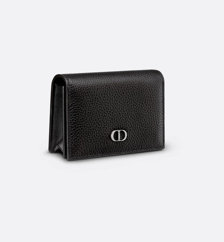 Business Card Holder • Black Grained Calfskin with 'CD Icon' Signature