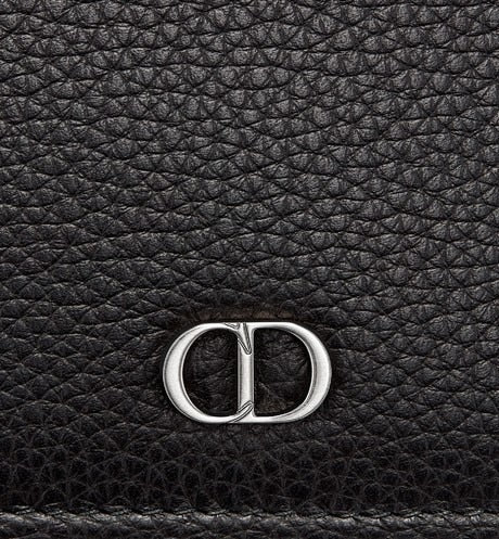 Business Card Holder • Black Grained Calfskin with 'CD Icon' Signature