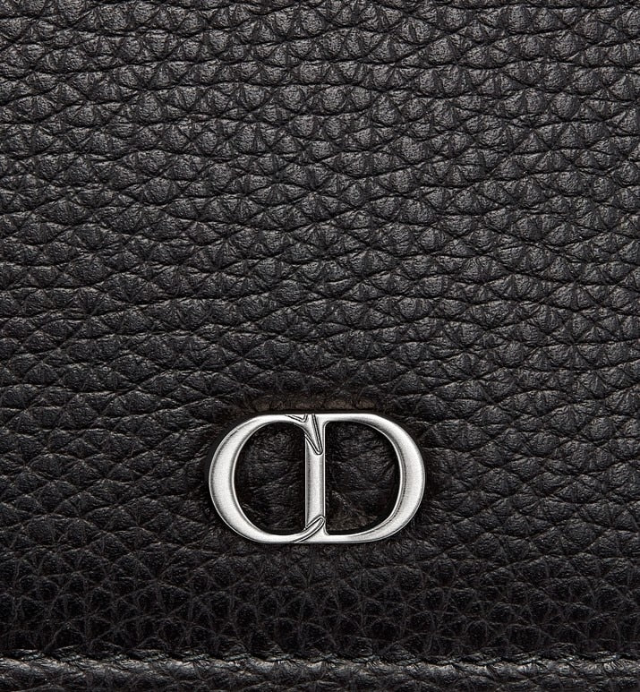 Business Card Holder • Black Grained Calfskin with 'CD Icon' Signature