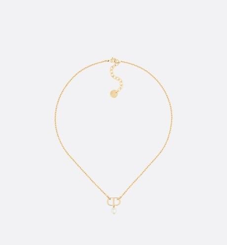 Petit CD Necklace • Gold-Finish Metal with a White Resin Pearl