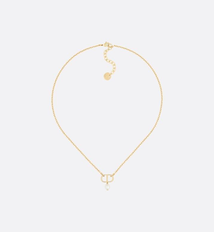 Petit CD Necklace • Gold-Finish Metal with a White Resin Pearl