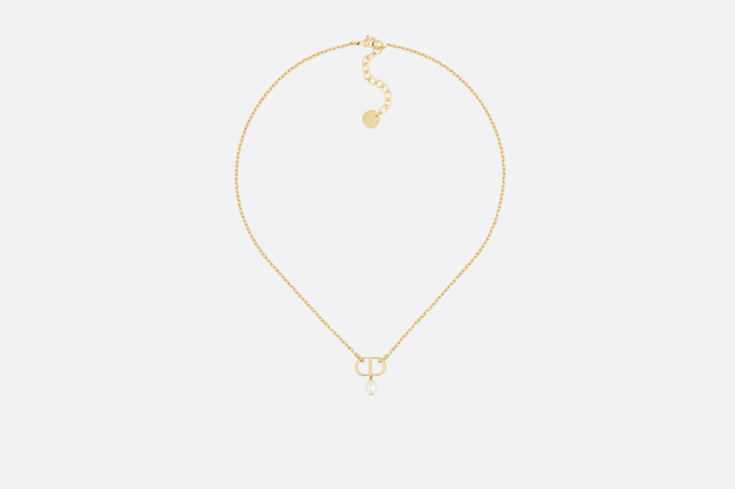 Petit CD Necklace • Gold-Finish Metal with a White Resin Pearl