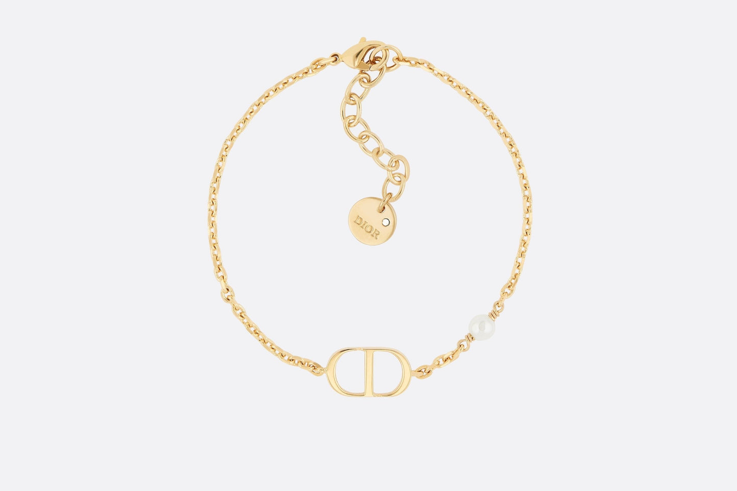 Petit CD Bracelet • Gold-Finish Metal with a White Resin Pearl