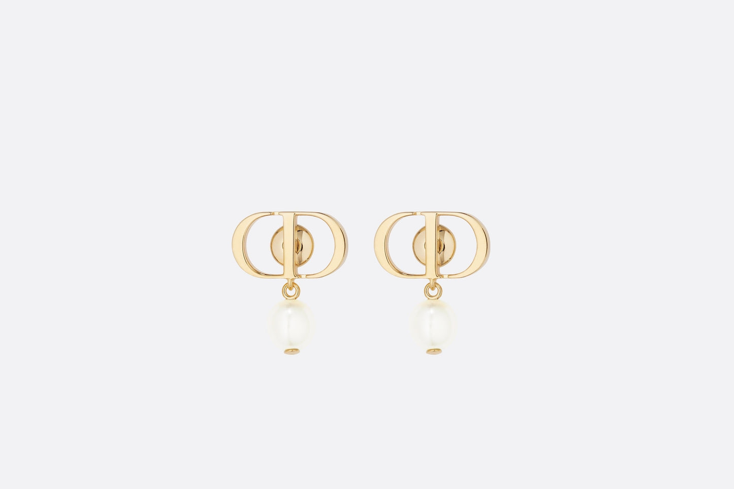 Petit CD Earrings • Gold-Finish Metal and White Resin Pearls