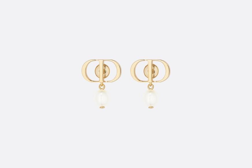 Petit CD Earrings • Gold-Finish Metal and White Resin Pearls
