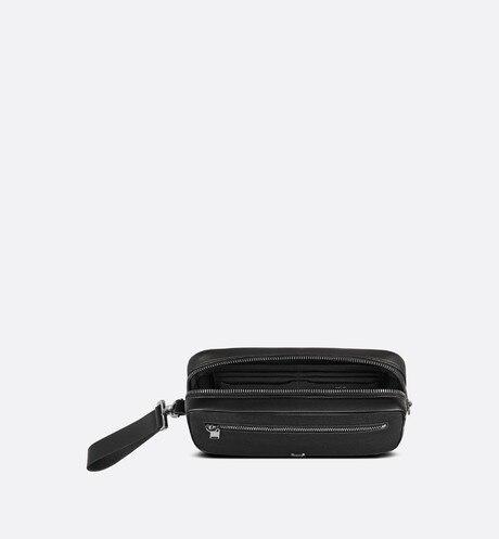 Toiletry Bag • Black Grained Calfskin with 'CD Icon' Signature