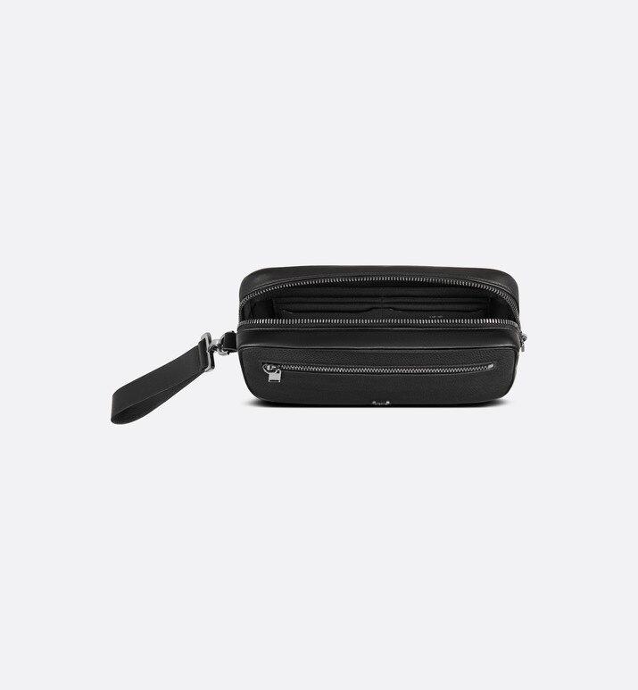 Toiletry Bag • Black Grained Calfskin with 'CD Icon' Signature