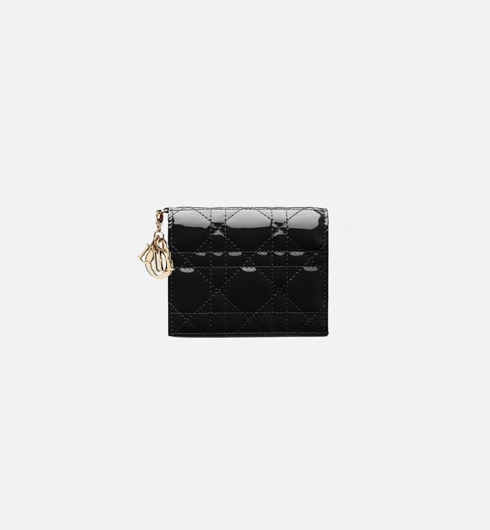 Mini Lady Dior Wallet • Black Patent Cannage Calfskin
