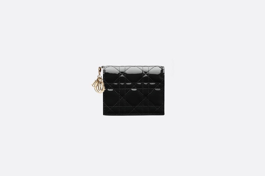 Mini Lady Dior Wallet • Black Patent Cannage Calfskin