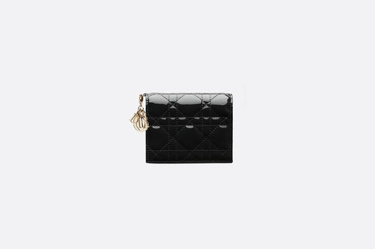 Mini Lady Dior Wallet • Black Patent Cannage Calfskin