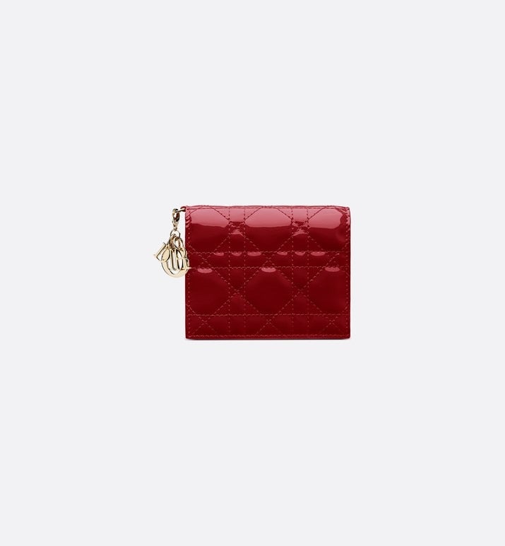Mini Lady Dior Wallet • Cherry Red Patent Cannage Calfskin