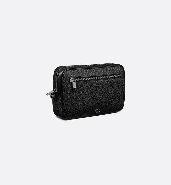 Toiletry Bag • Black Grained Calfskin with 'CD Icon' Signature