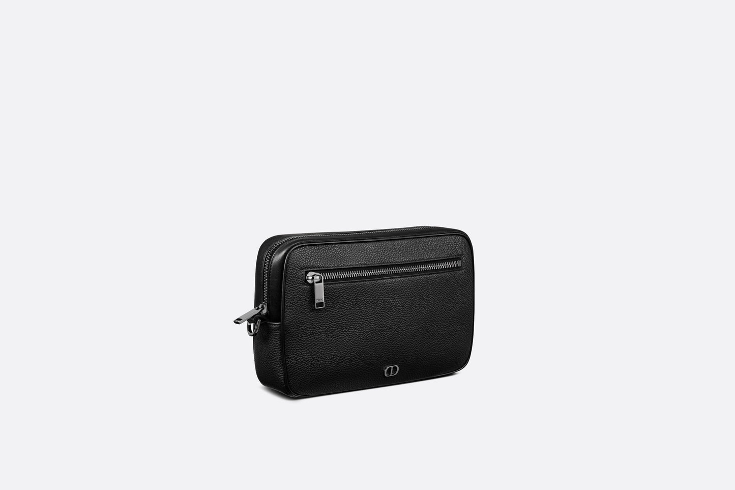 Toiletry Bag • Black Grained Calfskin with 'CD Icon' Signature