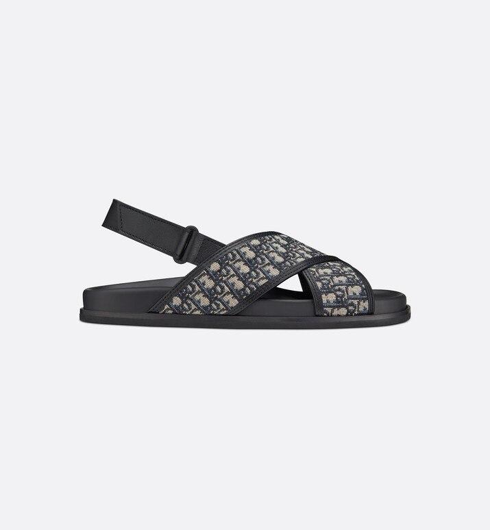 Sandal • Blue Calfskin and Dior Oblique Canvas