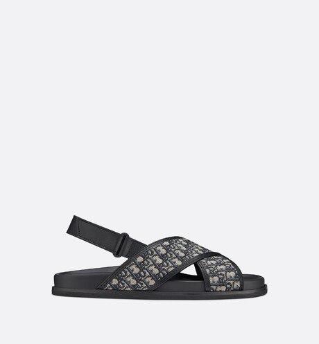 Sandal • Blue Calfskin and Dior Oblique Canvas