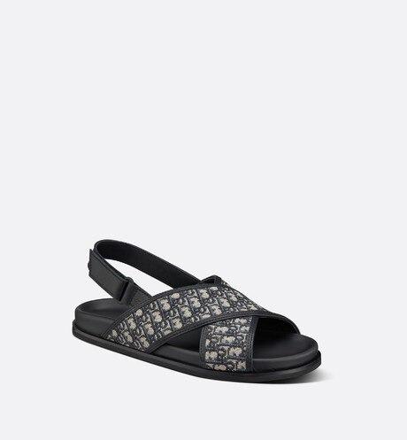 Sandal • Blue Calfskin and Dior Oblique Canvas