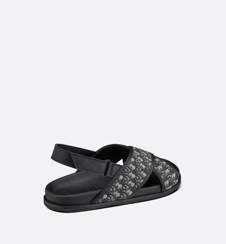 Sandal • Blue Calfskin and Dior Oblique Canvas