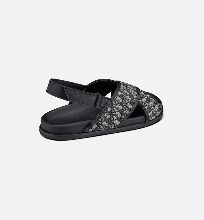 Sandal • Blue Calfskin and Dior Oblique Canvas
