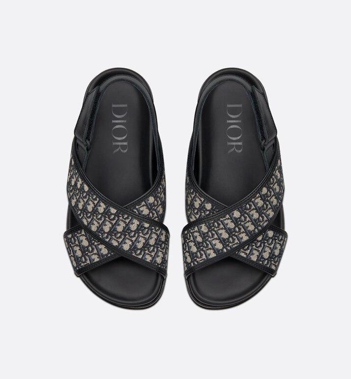 Sandal • Blue Calfskin and Dior Oblique Canvas