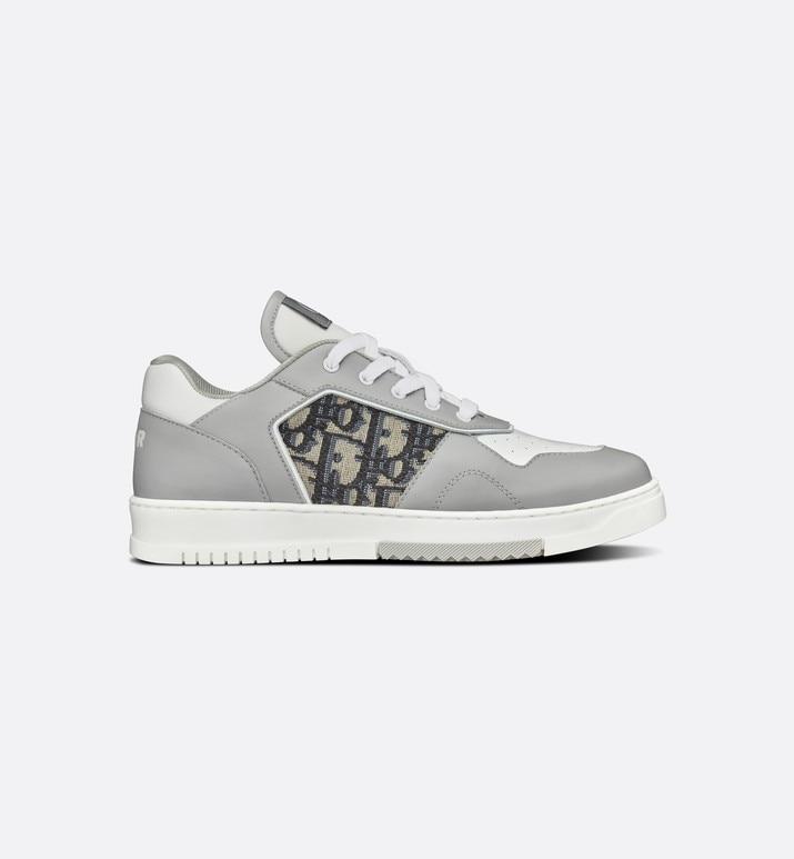 B27 Low-Top Sneaker • Gray and White Smooth Calfskin with Beige and Black Dior Oblique Jacquard