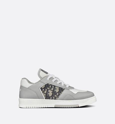 B27 Low-Top Sneaker • Gray and White Smooth Calfskin with Beige and Black Dior Oblique Jacquard