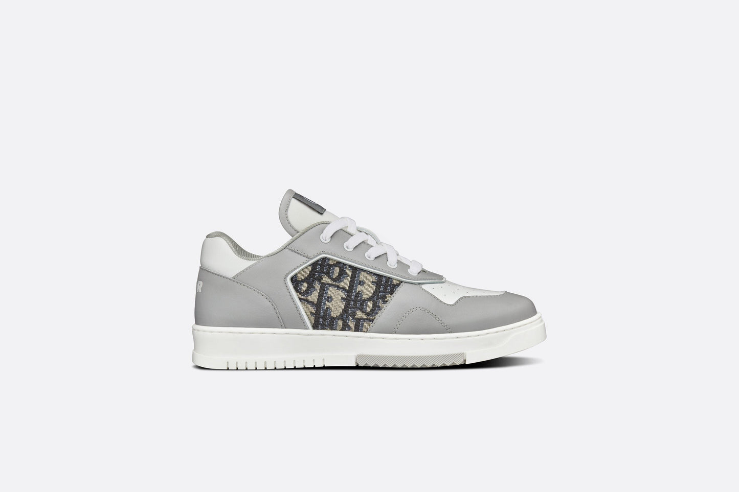 B27 Low-Top Sneaker • Gray and White Smooth Calfskin with Beige and Black Dior Oblique Jacquard