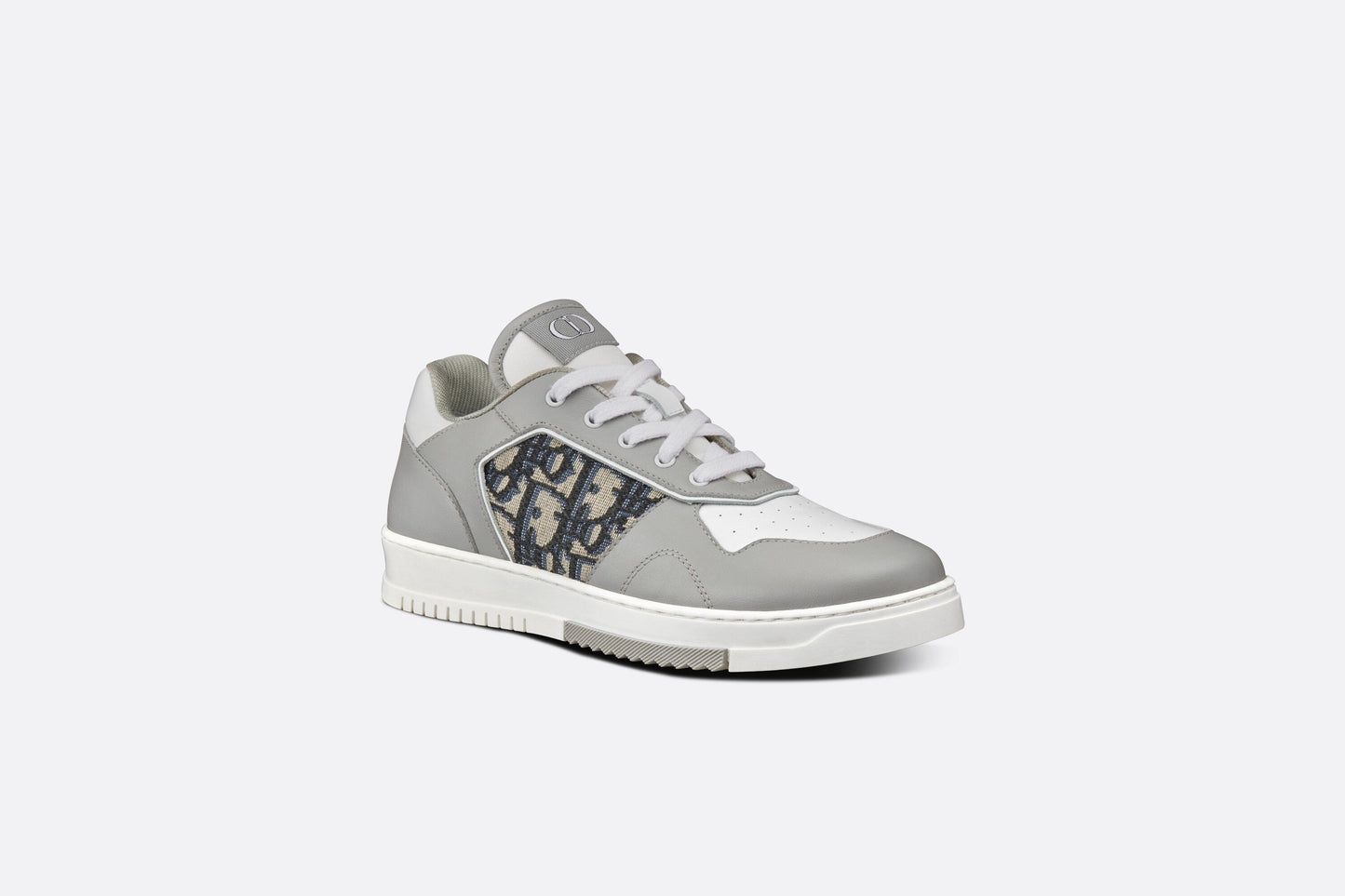 B27 Low-Top Sneaker • Gray and White Smooth Calfskin with Beige and Black Dior Oblique Jacquard