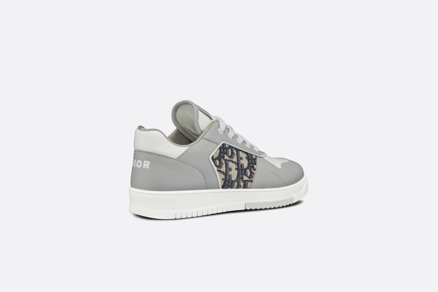B27 Low-Top Sneaker • Gray and White Smooth Calfskin with Beige and Black Dior Oblique Jacquard