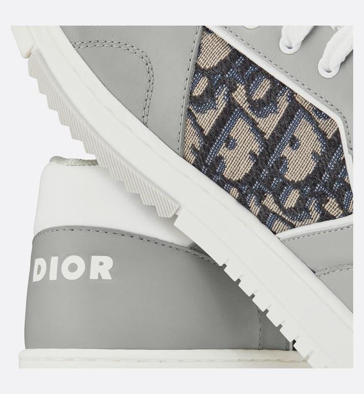 B27 Low-Top Sneaker • Gray and White Smooth Calfskin with Beige and Black Dior Oblique Jacquard