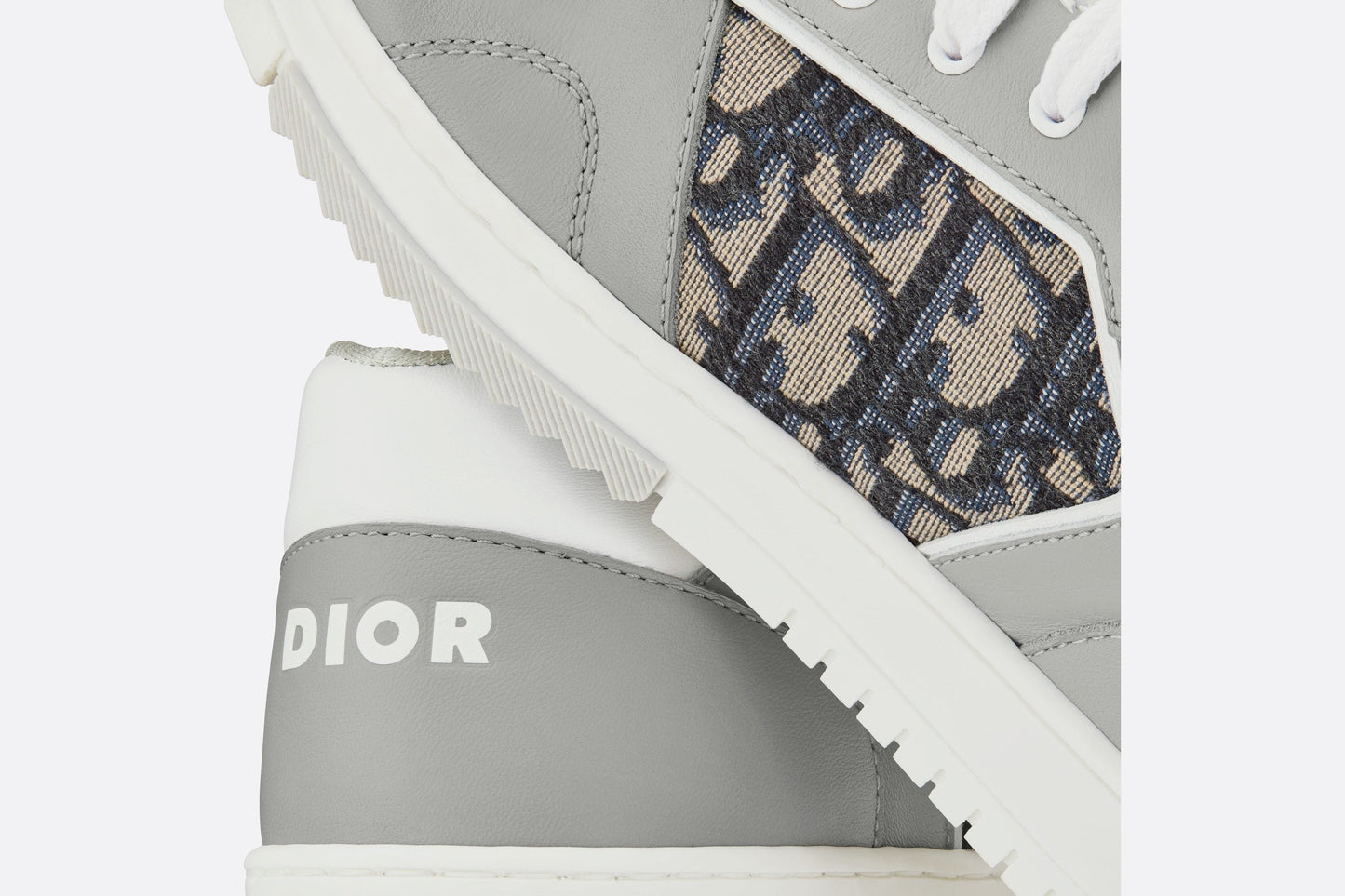 B27 Low-Top Sneaker • Gray and White Smooth Calfskin with Beige and Black Dior Oblique Jacquard