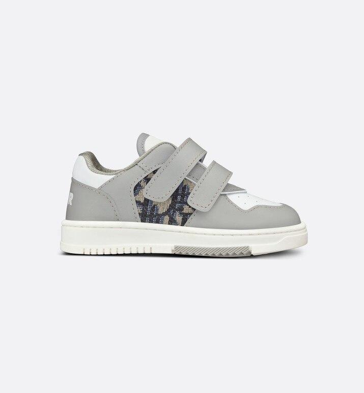 B27 Low-Top Sneaker • Gray and White Smooth Calfskin with Beige and Black Dior Oblique Jacquard