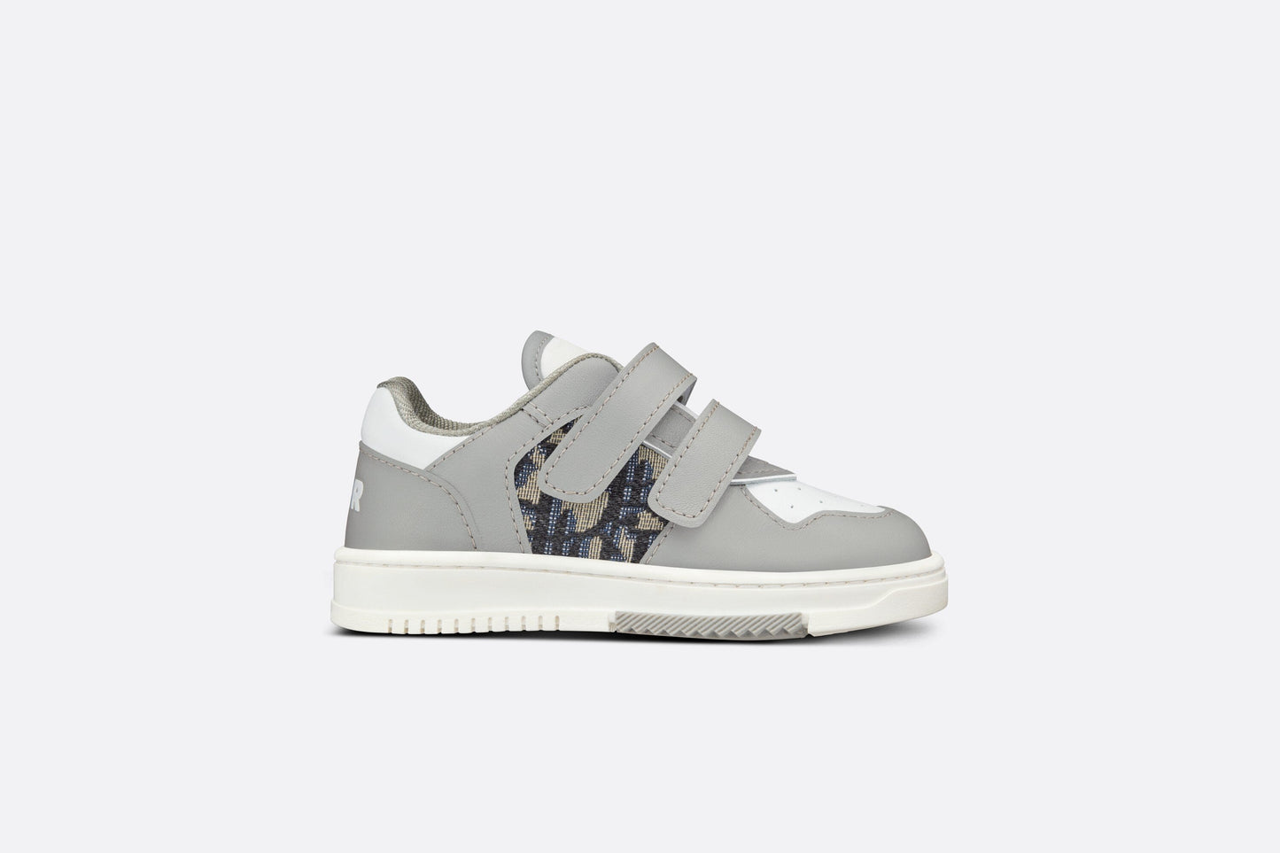 B27 Low-Top Sneaker • Gray and White Smooth Calfskin with Beige and Black Dior Oblique Jacquard