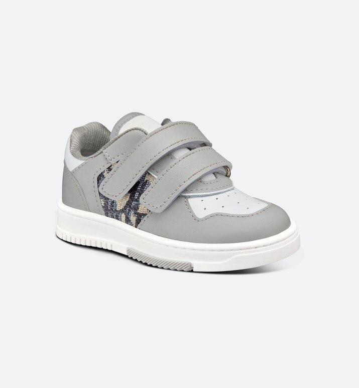 B27 Low-Top Sneaker • Gray and White Smooth Calfskin with Beige and Black Dior Oblique Jacquard