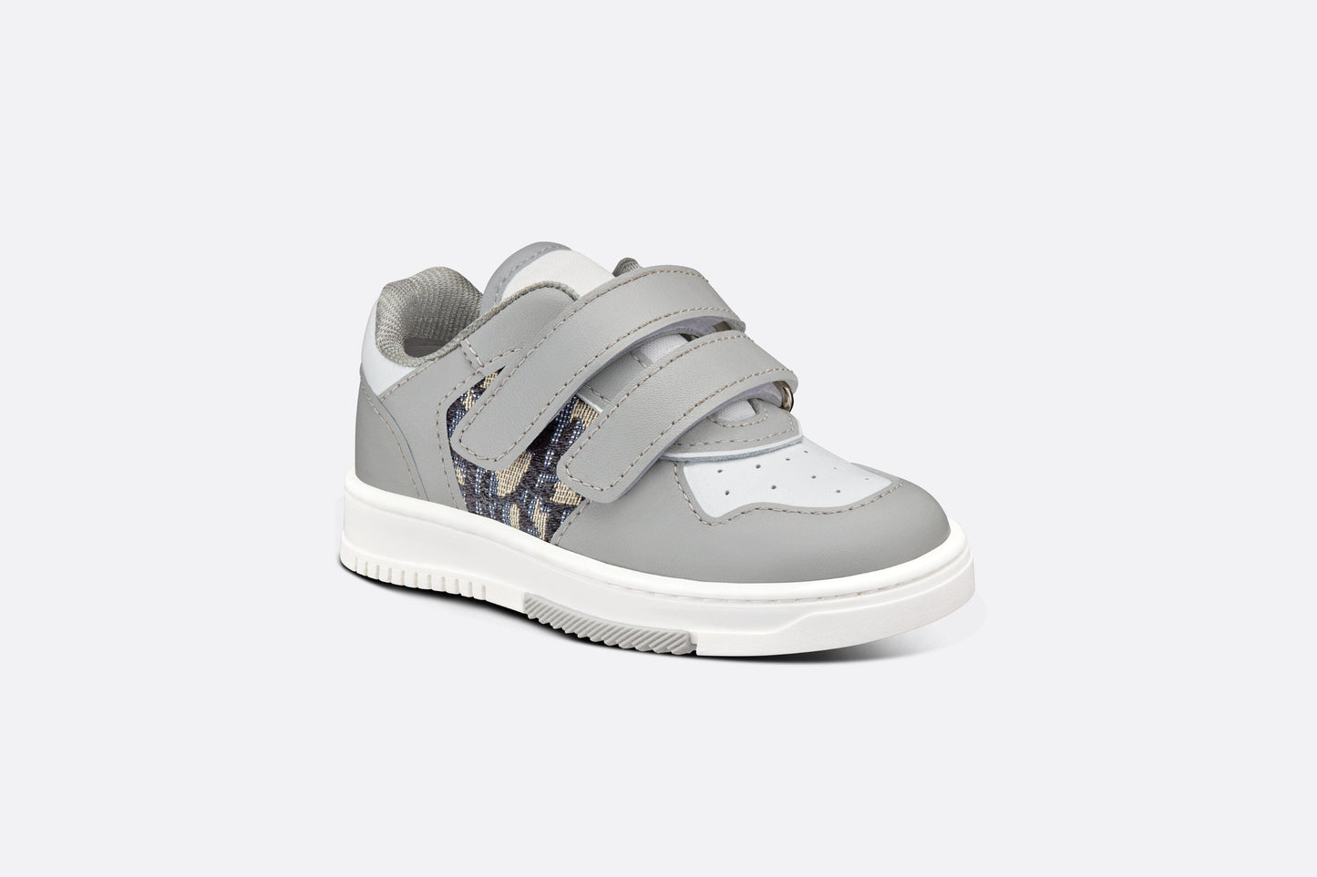 B27 Low-Top Sneaker • Gray and White Smooth Calfskin with Beige and Black Dior Oblique Jacquard