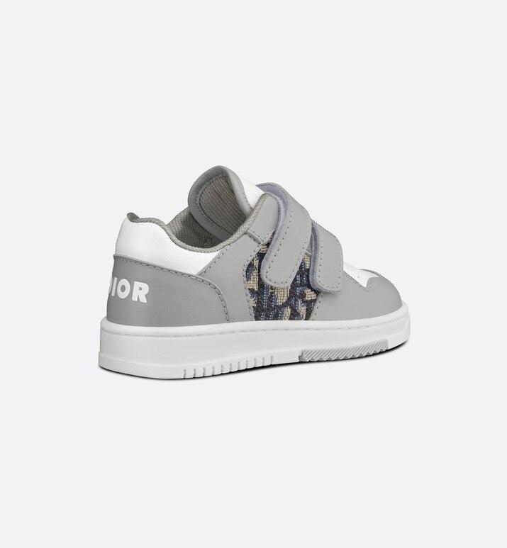 B27 Low-Top Sneaker • Gray and White Smooth Calfskin with Beige and Black Dior Oblique Jacquard
