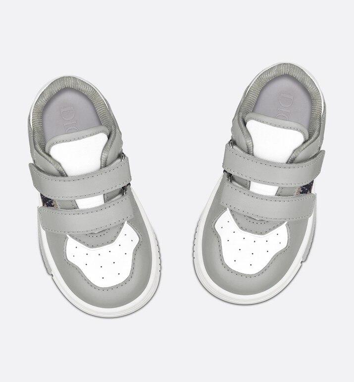 B27 Low-Top Sneaker • Gray and White Smooth Calfskin with Beige and Black Dior Oblique Jacquard