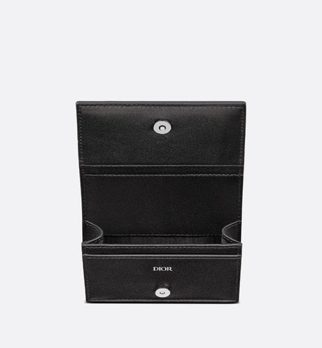 Business Card Holder • Black Grained Calfskin with 'CD Icon' Signature