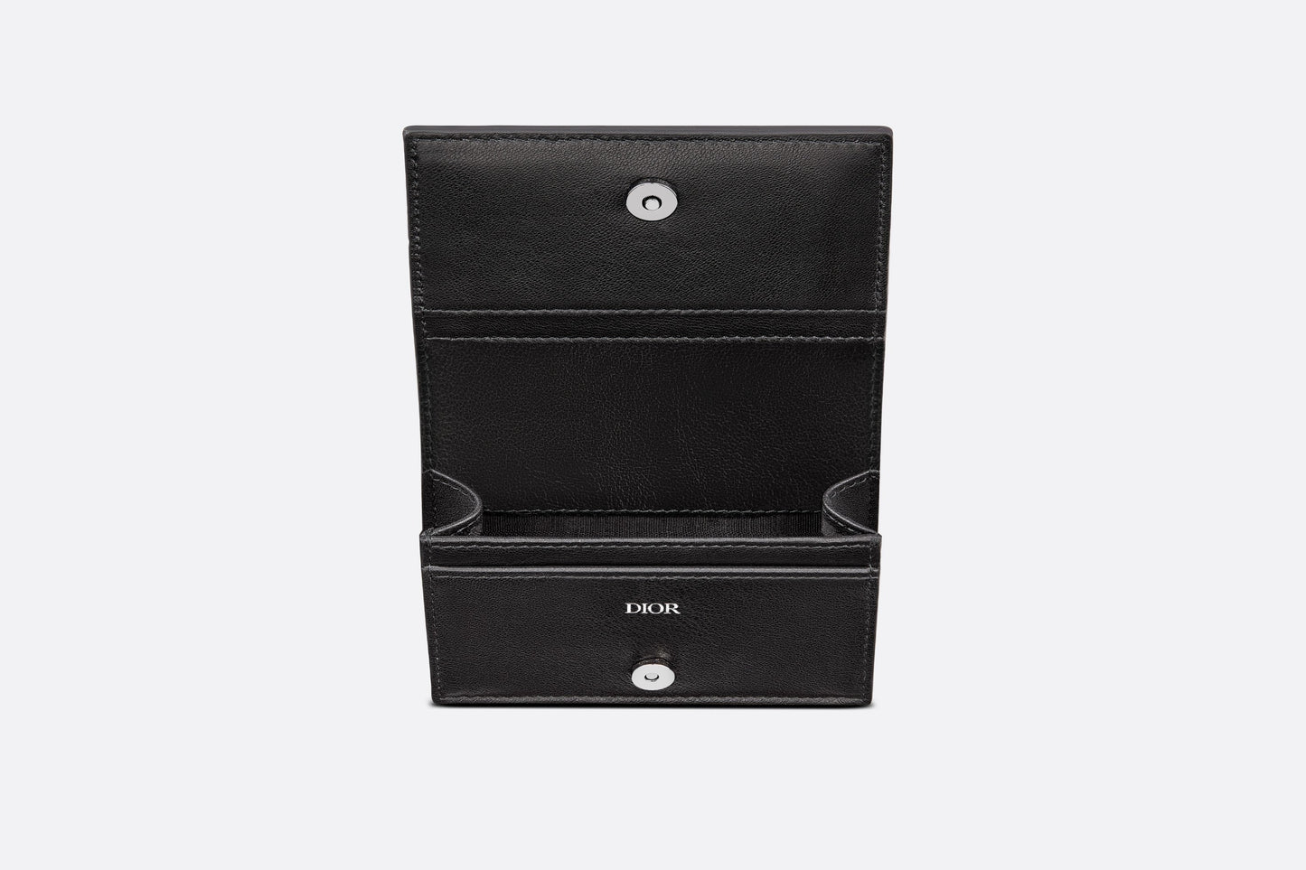 Business Card Holder • Black Grained Calfskin with 'CD Icon' Signature