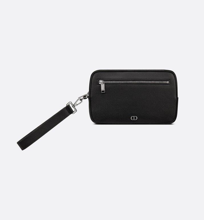 Toiletry Bag • Black Grained Calfskin with 'CD Icon' Signature