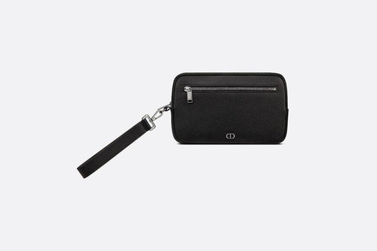 Toiletry Bag • Black Grained Calfskin with 'CD Icon' Signature