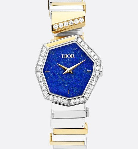 GEM DIOR 16.5 cm • Ø 27 mm (1”), Steel, Yellow Gold, Lapis Lazuli and Diamonds