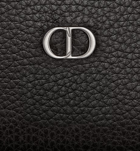 Zipped Long Wallet • Black Grained Calfskin with 'CD Icon' Signature