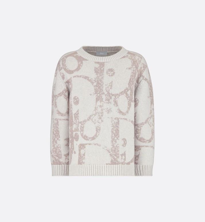 Sweater • Gray Wool and Cashmere Tricot Knit with Dior Oblique Print