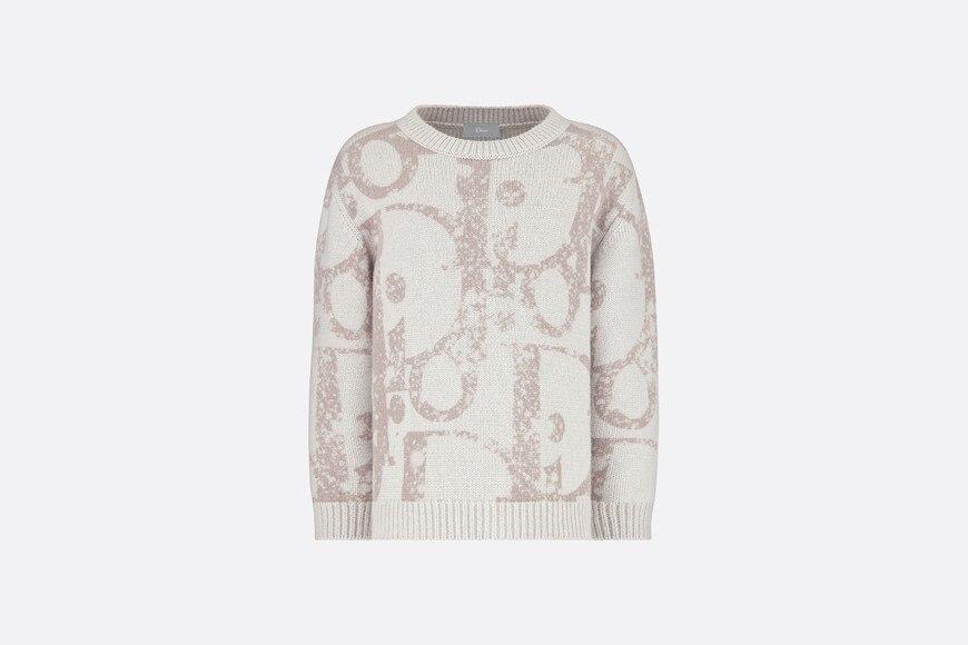 Sweater • Gray Wool and Cashmere Tricot Knit with Dior Oblique Print