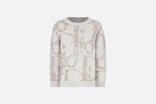Sweater • Gray Wool and Cashmere Tricot Knit with Dior Oblique Print