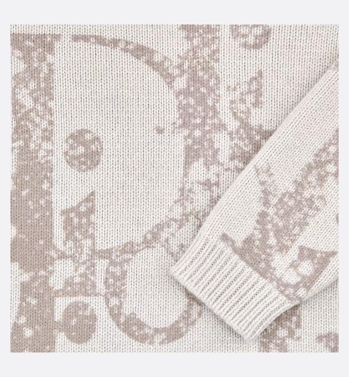 Sweater • Gray Wool and Cashmere Tricot Knit with Dior Oblique Print