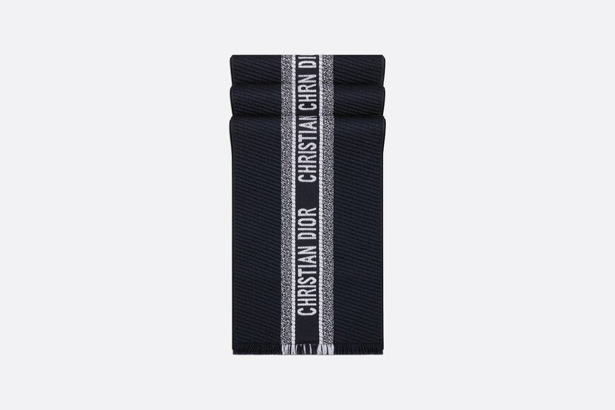 Dior Oblique University Reversible Scarf • Navy Blue Wool and Silk