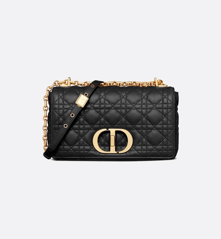Medium Dior Caro Bag • Black Supple Cannage Calfskin